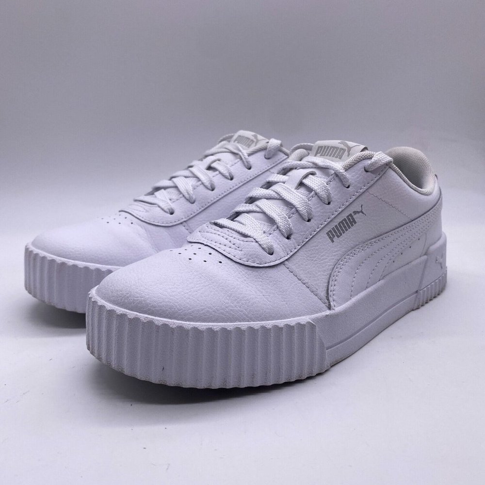 Puma Carina 2.0 Women Size 8.5 White Athletic Shoes Sneakers Chunky Lace Up